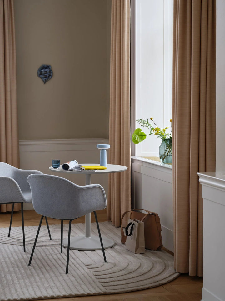 Soft Café Table - Round - Muuto Table + Task - Solid Oak/Grey - Tall - HORNE