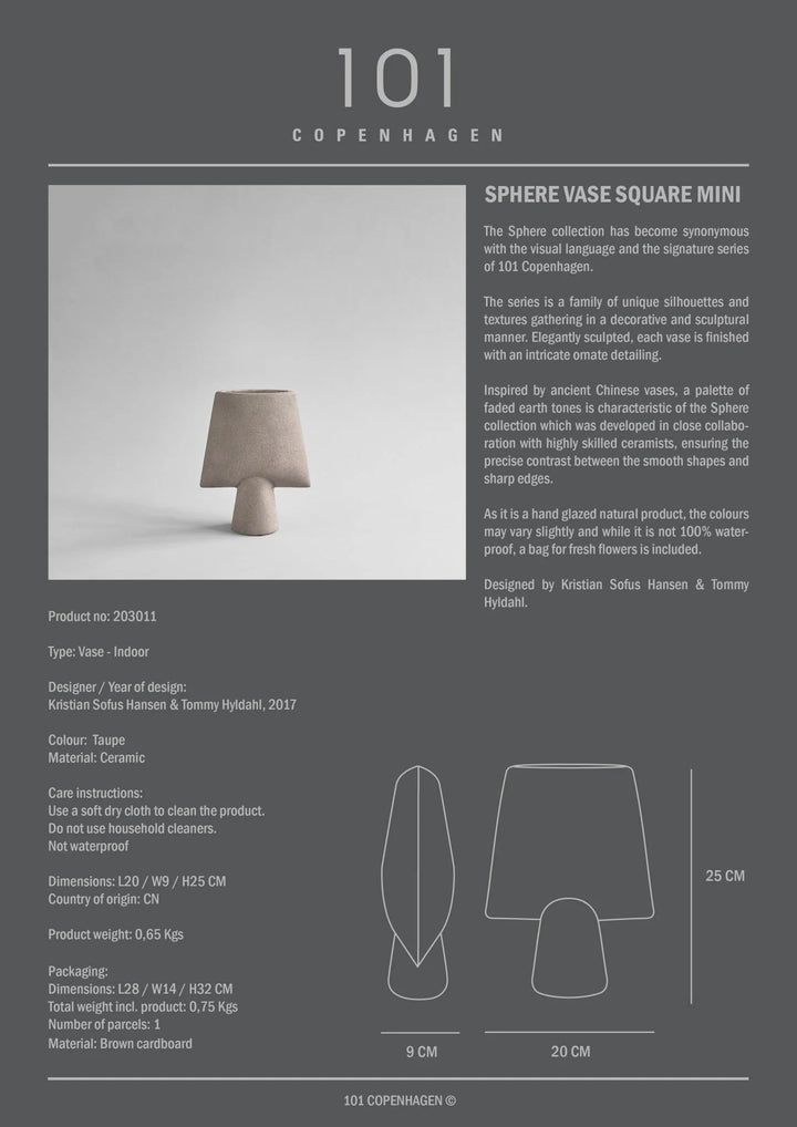 Sphere Vase Square - 101 Copenhagen Vases - Mini - Shisen - Bone White - HORNE