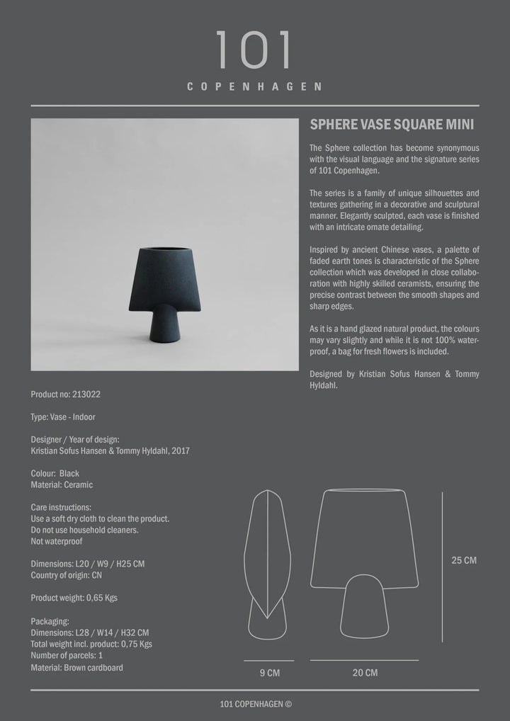 Sphere Vase Square - 101 Copenhagen Vases - Mini - Shisen - Bone White - HORNE