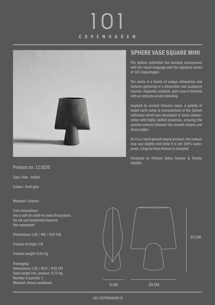 Sphere Vase Square - 101 Copenhagen Vases - Mini - Shisen - Bone White - HORNE