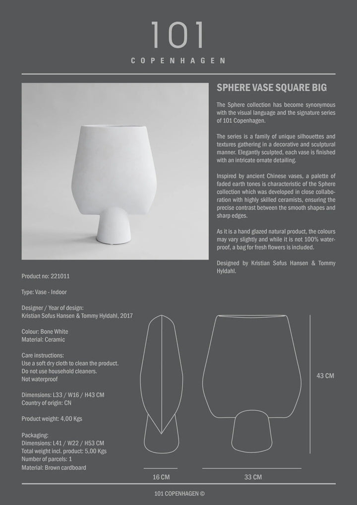 Sphere Vase Square - 101 Copenhagen Vases - Mini - Shisen - Bone White - HORNE