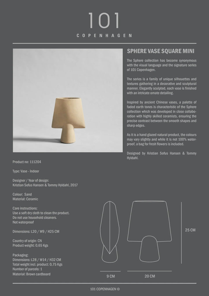 Sphere Vase Square - 101 Copenhagen Vases - Mini - Shisen - Bone White - HORNE