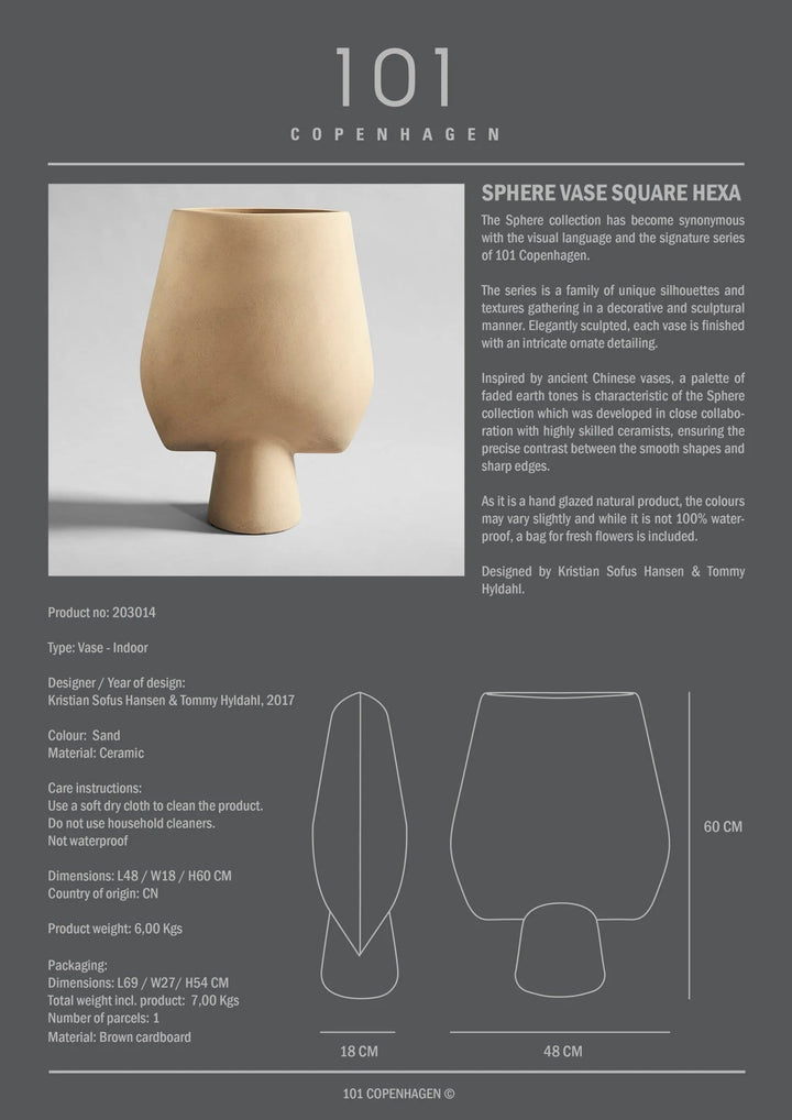 Sphere Vase Square - 101 Copenhagen Vases - Mini - Shisen - Bone White - HORNE