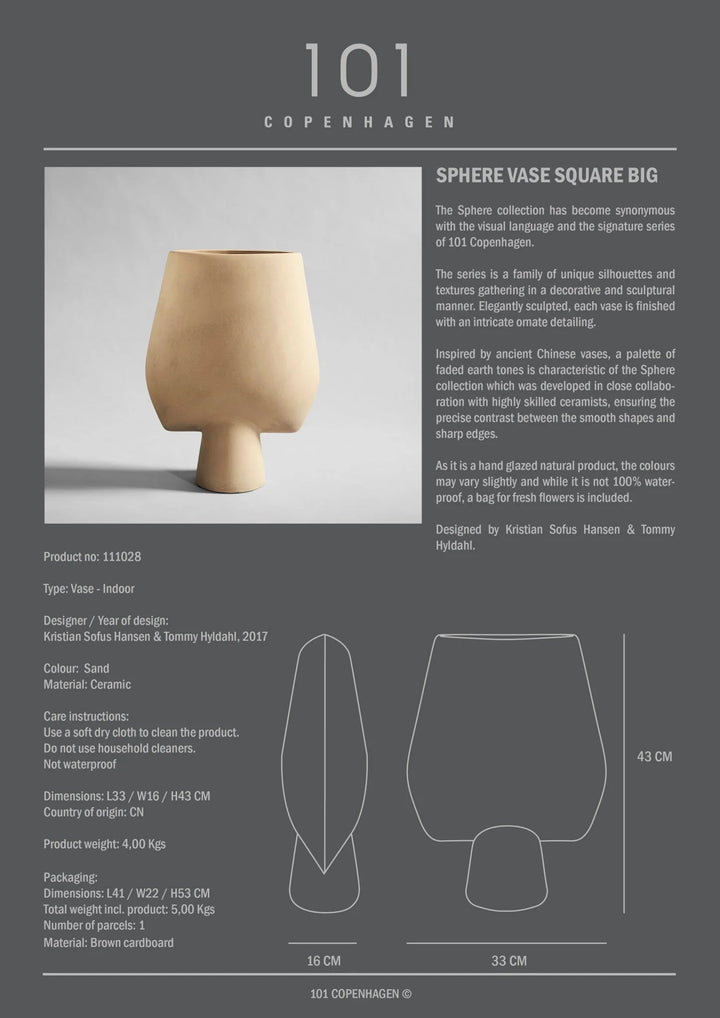 Sphere Vase Square - 101 Copenhagen Vases - Mini - Shisen - Bone White - HORNE