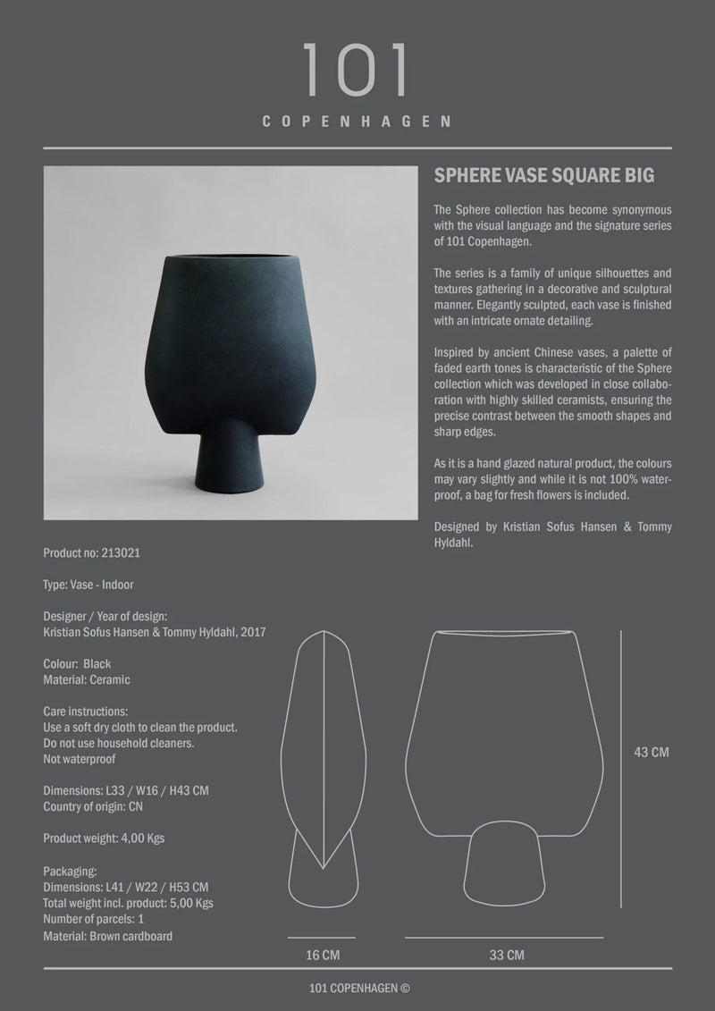 Sphere Vase Square - 101 Copenhagen Vases - Big - Dark Grey - HORNE