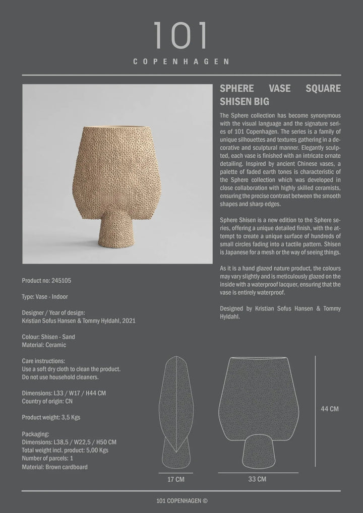 Sphere Vase Square - 101 Copenhagen Vases - Mini - Shisen - Bone White - HORNE