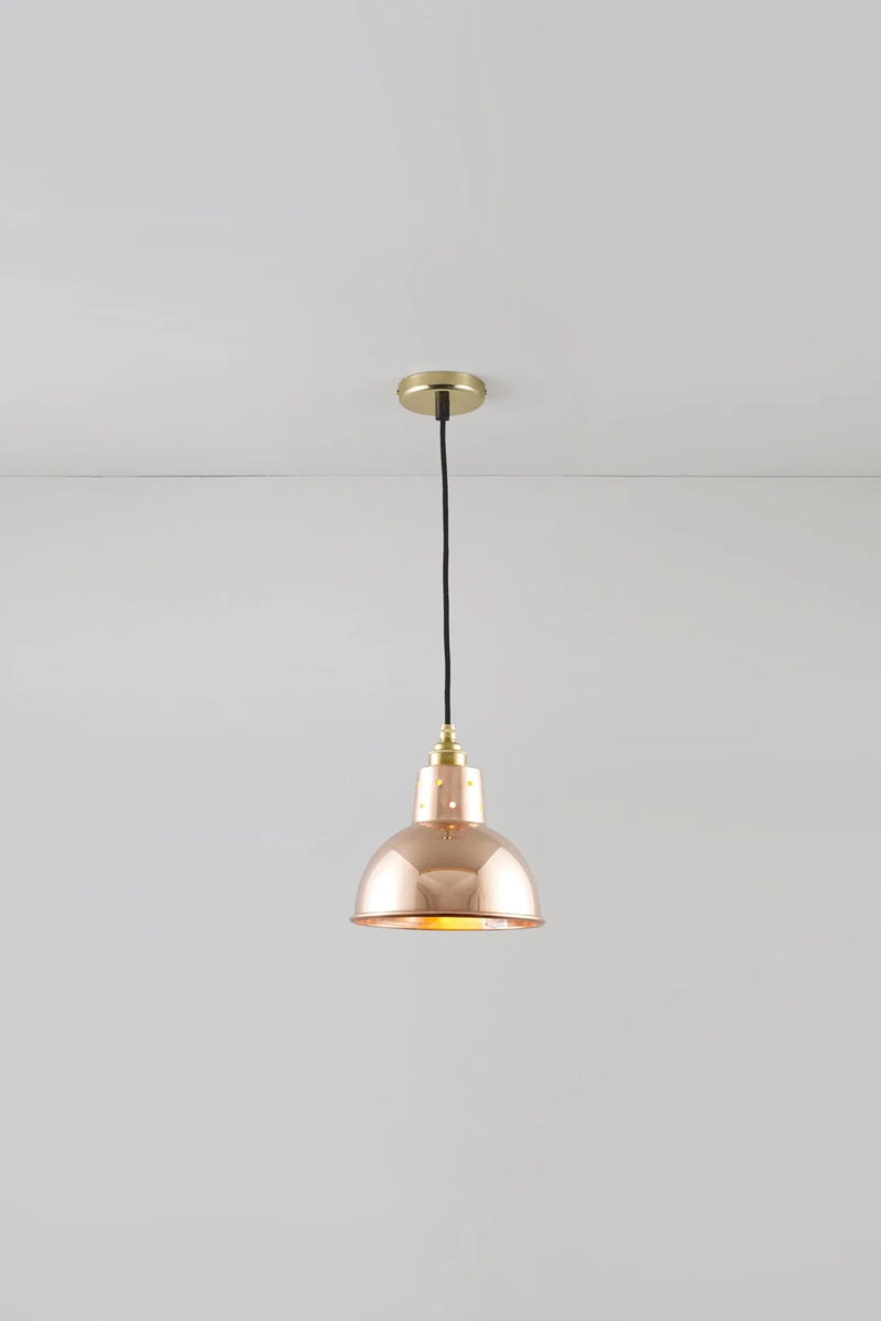 Spun Reflector with Cord Grip Lampholder - Davey Lighting Pendants - Weathered Copper - Polished Copper - HORNE