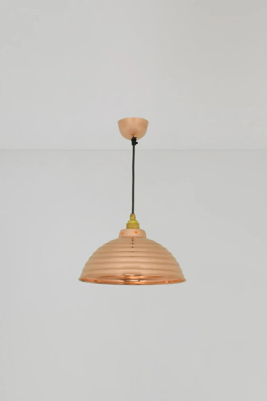 Spun Ripple with Cord Grip Lampholder - Davey Lighting Pendants - Polished Copper - HORNE