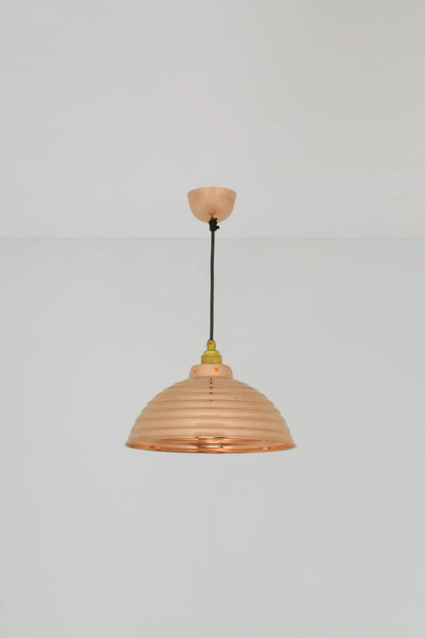 Spun Ripple with Cord Grip Lampholder - Davey Lighting Pendants - Polished Copper - HORNE