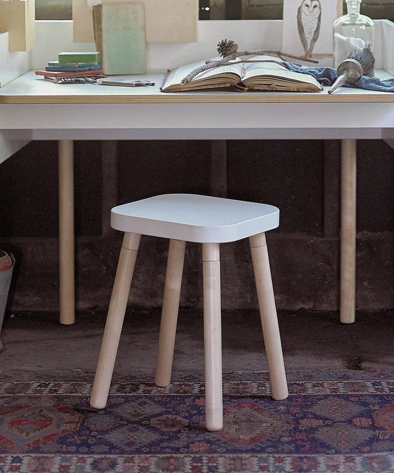 Square Stool - Oeuf Kids + Baby - White/Birch - HORNE
