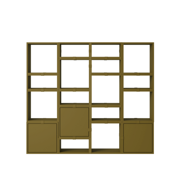 Stacked Storage System - Bookcase - Con 4 - Muuto Shelving - Brown Green - HORNE