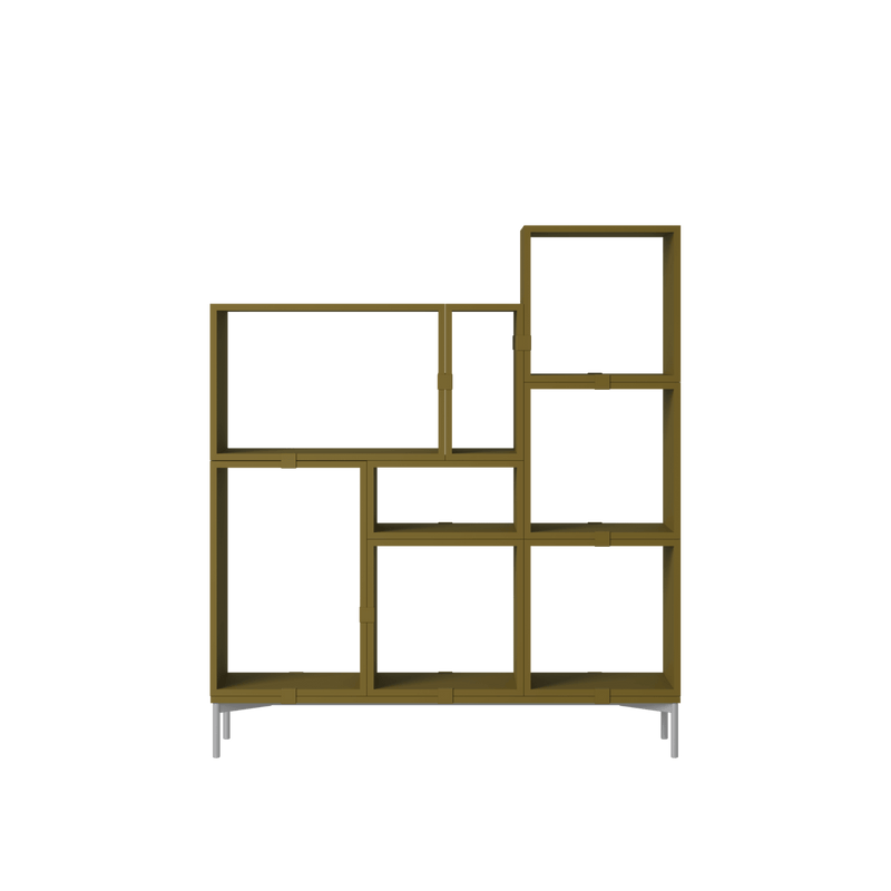 Stacked Storage System - Bookcase - Con 5 - Muuto Shelving - Brown Green - HORNE