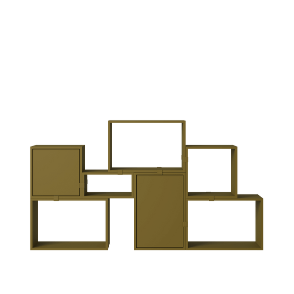 Stacked Storage System - Bookcase - Con 6 - Muuto Shelving - Brown Green - HORNE