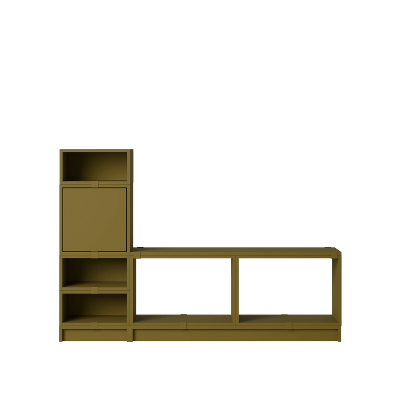 Stacked Storage System - Hallway Storage - Con 1 - Muuto Shelving - Brown Green - HORNE