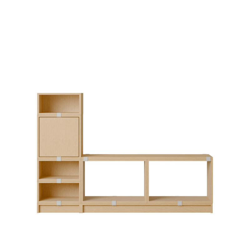 Stacked Storage System - Hallway Storage - Con 1 - Muuto Shelving - Brown Green - HORNE