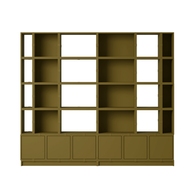 Stacked Storage System - Office Storage - Con 1 - Muuto Shelving - Brown Green - HORNE
