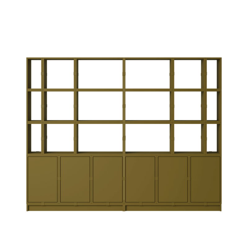Stacked Storage System - Office Storage - Con 2 - Muuto Shelving - Brown Green - HORNE