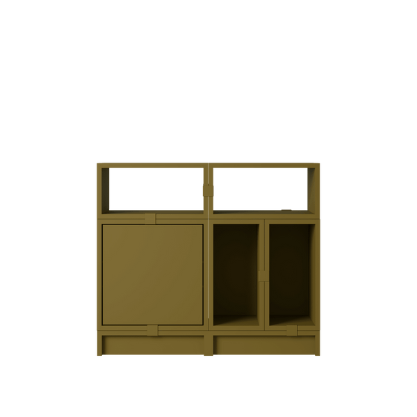 Stacked Storage System - Office Storage - Con 5 - Muuto Shelving - Brown Green - HORNE