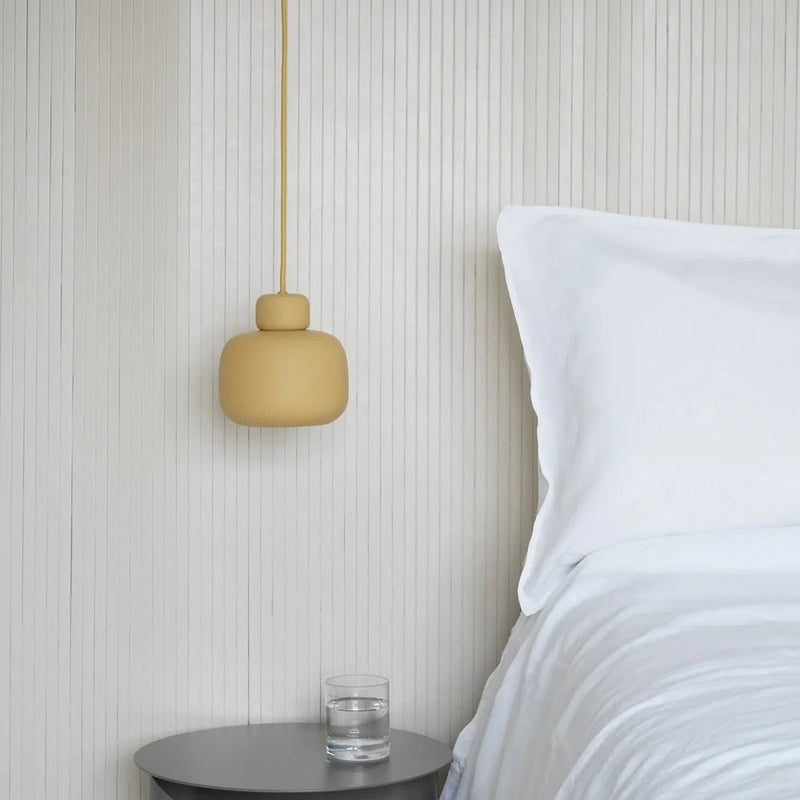 Stone Pendant - Small/Large - Woud Pendants - Small - Mustard yellow - HORNE