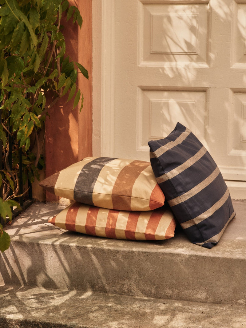 Strand Outdoor Cushion - Cashmere/Mocha/Indigo Blue - Ferm Living Bedding + Pillows - HORNE