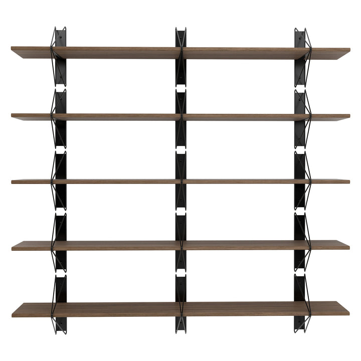 Strut Shelving System - Souda Shelving - 84" - Walnut - 5 Shelves - HORNE