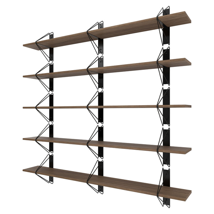 Strut Shelving System - Souda Shelving - 84" - Walnut - 5 Shelves - HORNE
