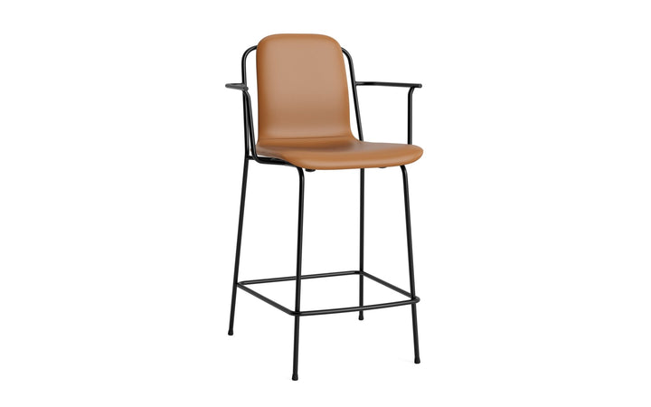 Studio Bar Armchair 65 cm Full Upholstery - Normann Copenhagen Barstools - Ultra Leather - 41574 Brandy - HORNE