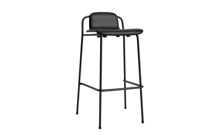 Studio Barstool 75 cm Full Upholstery Steel - Normann Copenhagen Barstools - Ultra Leather - 41599 Black - HORNE