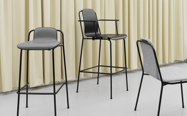 Studio Barstool 75 cm Full Upholstery Steel - Normann Copenhagen Barstools - Ultra Leather - 41574 Brandy - HORNE