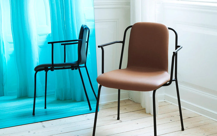 Studio Chair Full Upholstery - Normann Copenhagen Dining Chairs - Ultra Leather - 41599 Black - HORNE
