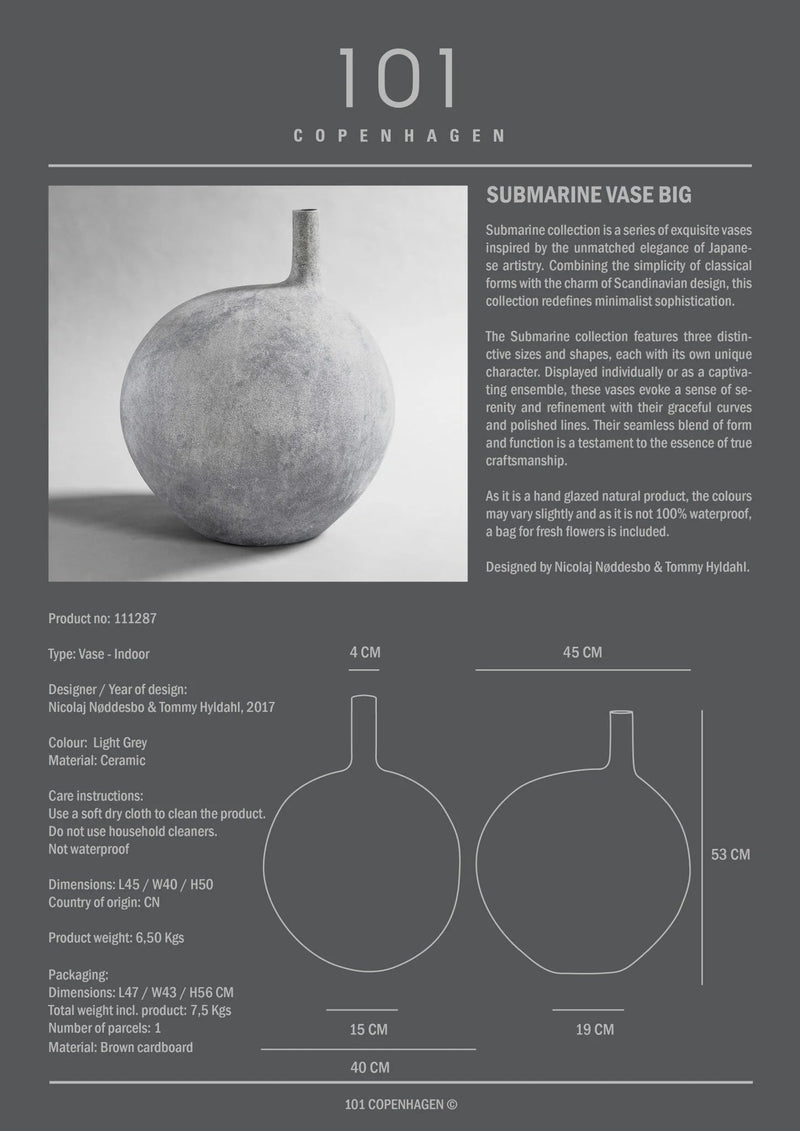 Submarine Vase - 101 Copenhagen Vases - Small - Dark Grey - HORNE