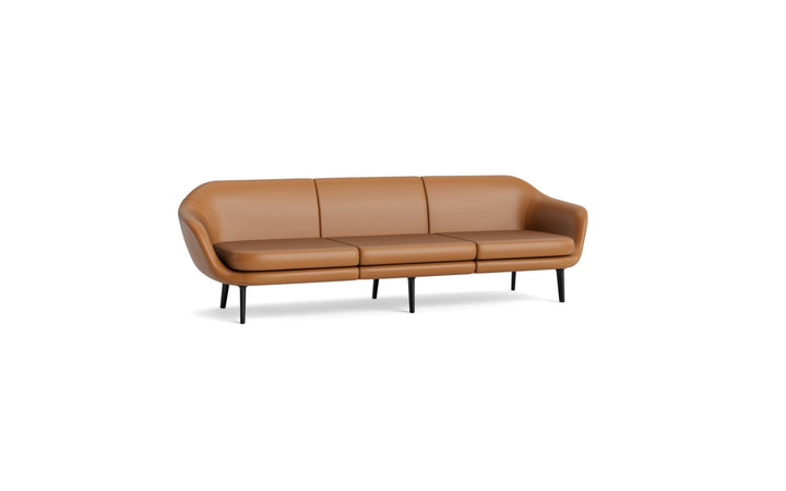 Sum Modular Sofa 3-Seater Aluminum - Normann Copenhagen Modular Sofas - Sum Modular Sofa 3-Seater Black Alu - Ultra Leather - 41574 Brandy - HORNE