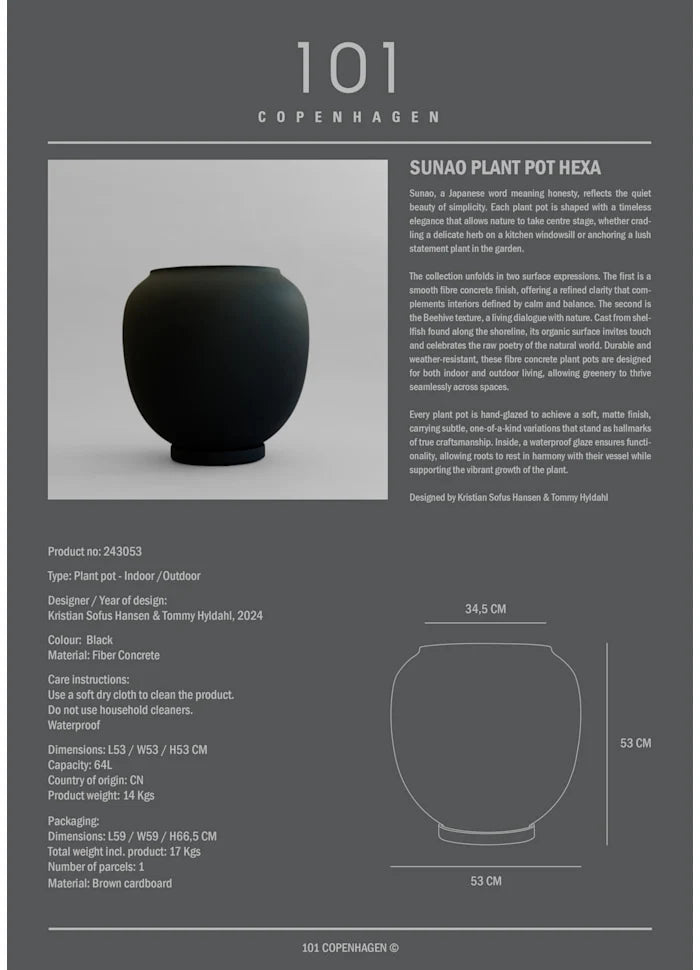 Sunao Plant Pot - 101 Copenhagen Vases - Black - HORNE