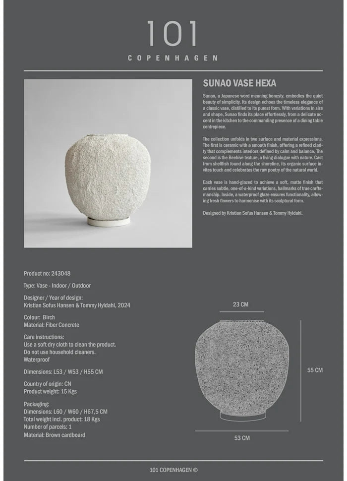 Sunao Vase - 101 Copenhagen Vases - Big - Birch - HORNE