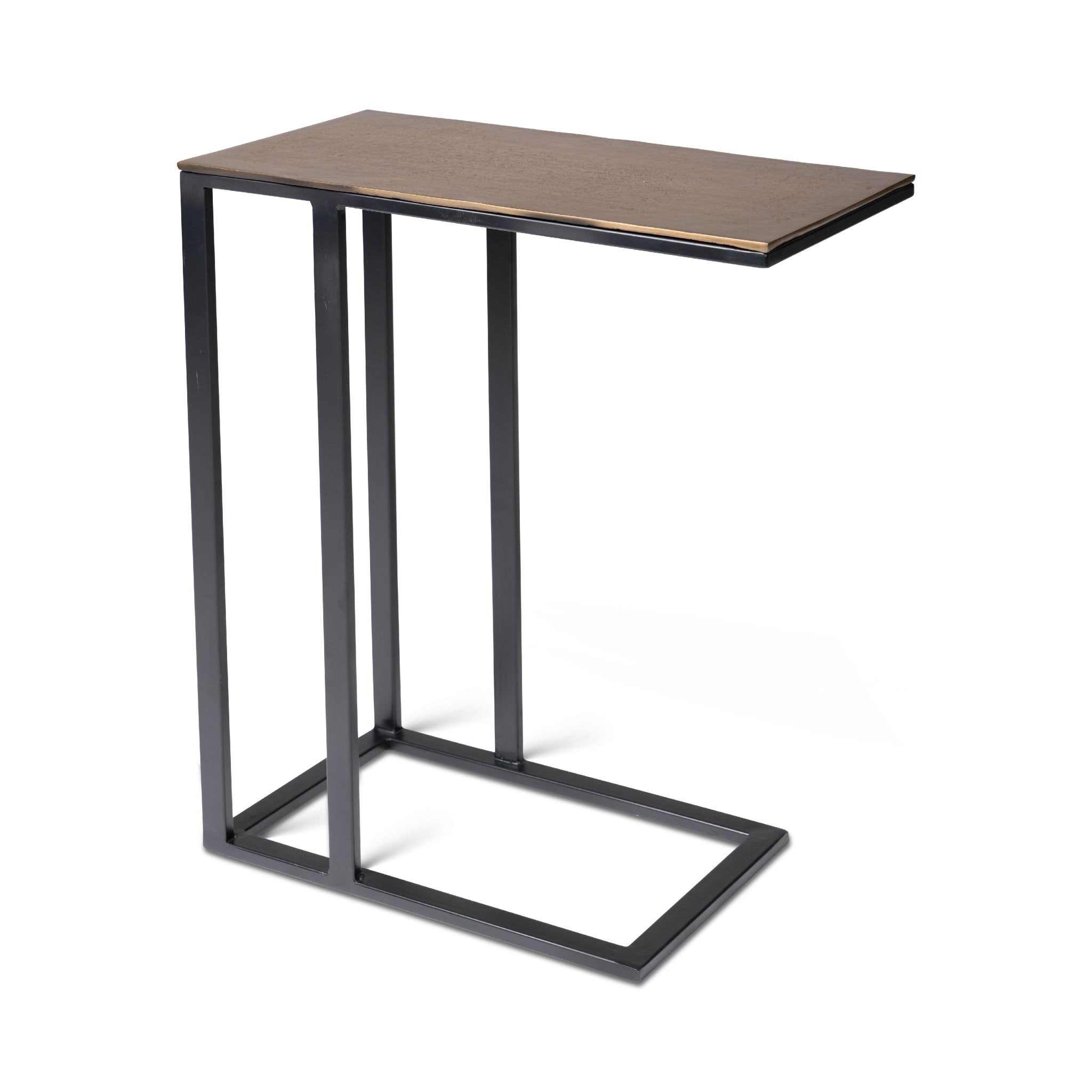 Close-up of metal frame corner showing sturdy rectangular base and welded joints.