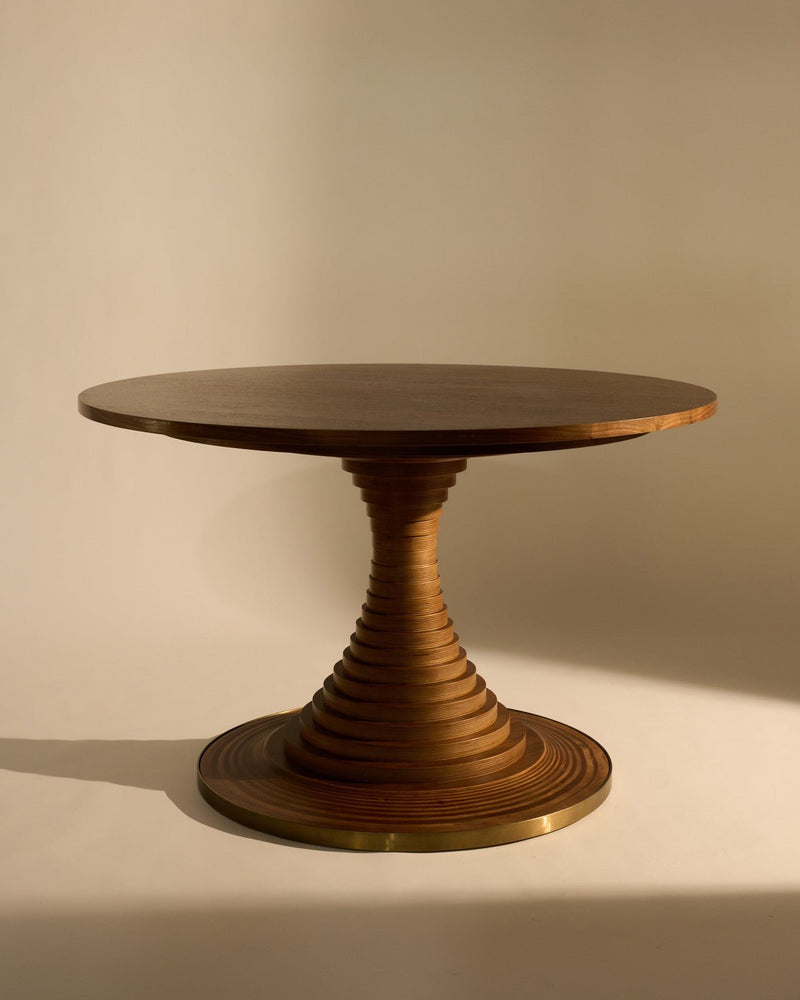 Tavolo a Dischi Dining Table - Round - Gubi Dining Tables - American Walnut High Gloss Lacquered Base - American Walnut High Gloss Lacquered - HORNE