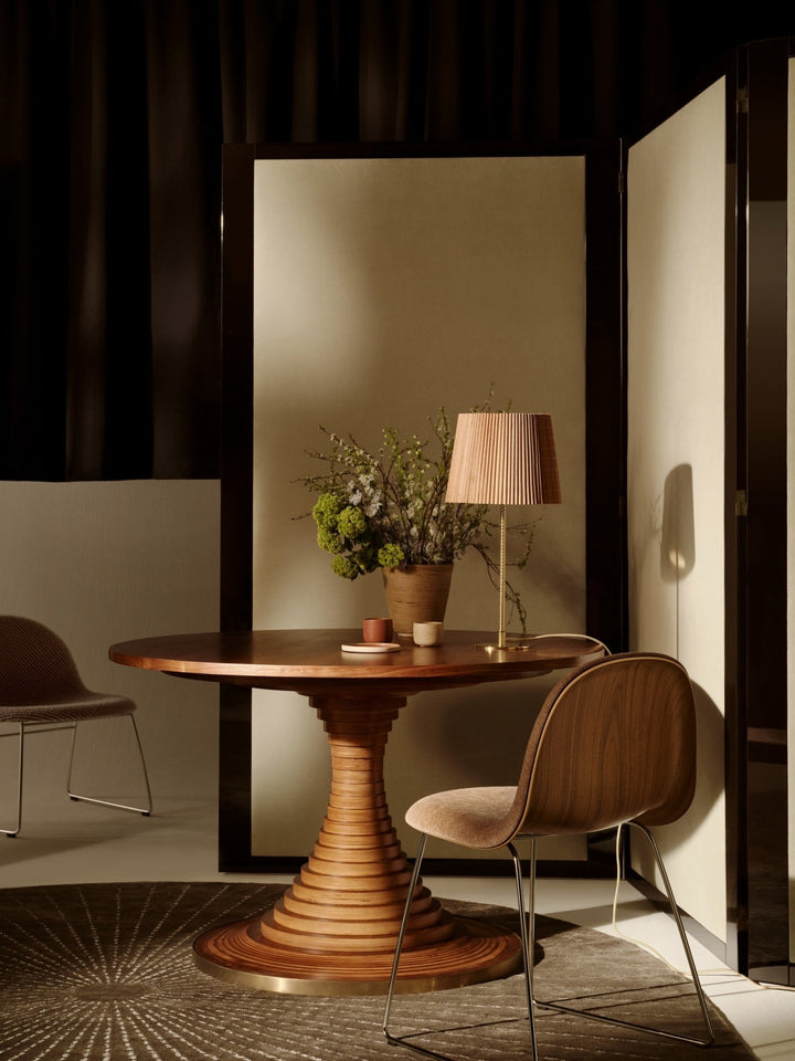 Tavolo a Dischi Dining Table - Round - Gubi Dining Tables - American Walnut High Gloss Lacquered Base - American Walnut High Gloss Lacquered - HORNE