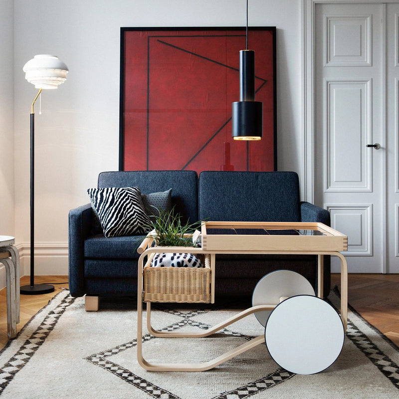 Tea Trolley 900 by Alvar Aalto - Artek Trolleys + Carts - White Laminate Shelves - HORNE