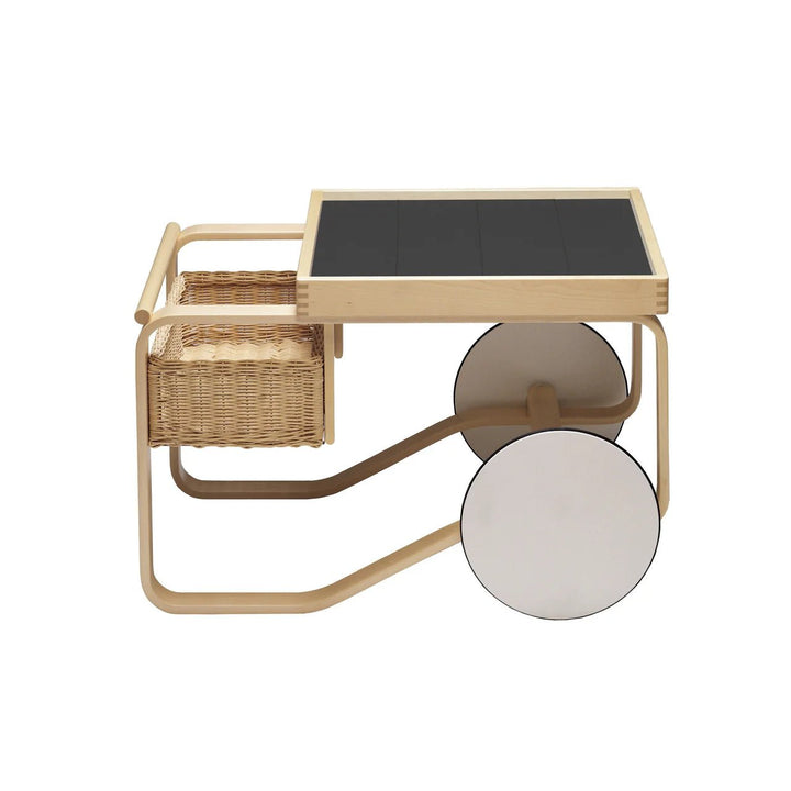 Tea Trolley 900 by Alvar Aalto - Artek Trolleys + Carts - Black Linoleum Shelves - HORNE