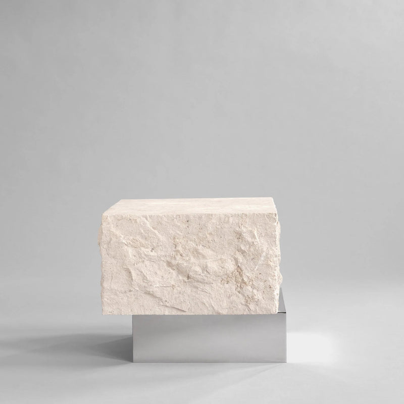 Temple Coffee Table - 101 Copenhagen Coffee Tables - Tall - Chrome / Limestone - HORNE