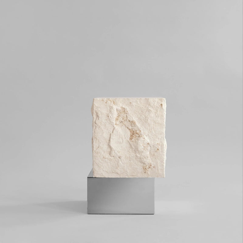 Temple Coffee Table - 101 Copenhagen Coffee Tables - Tall - Chrome / Limestone - HORNE