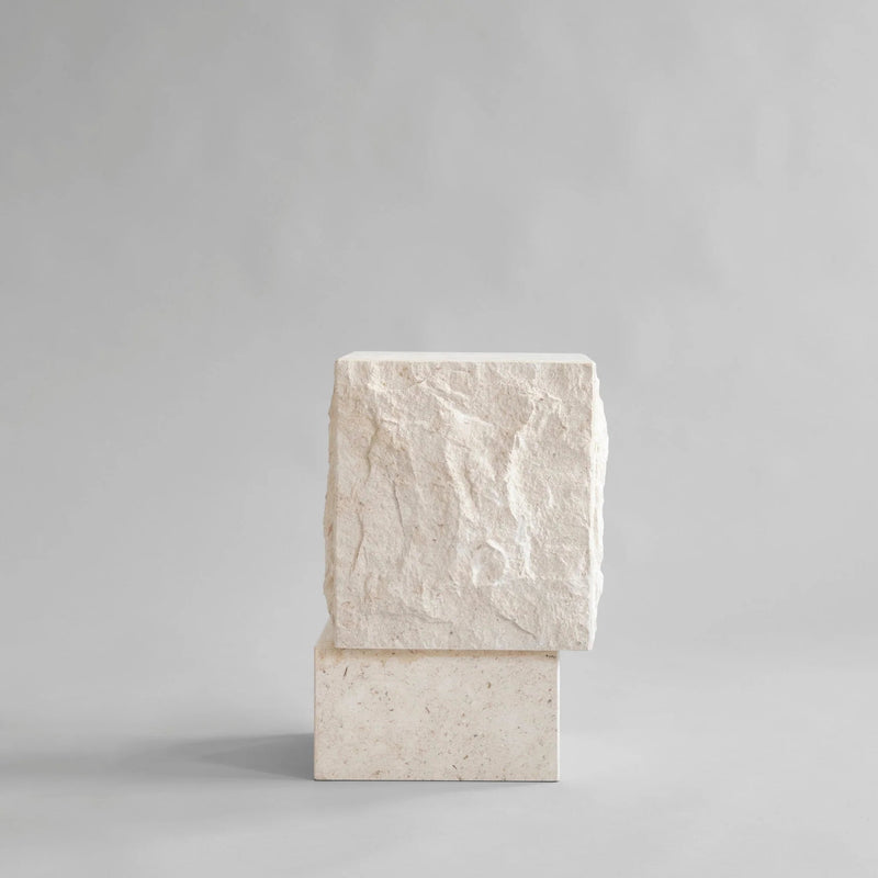 Temple Coffee Table - 101 Copenhagen Coffee Tables - Tall - Chrome / Limestone - HORNE