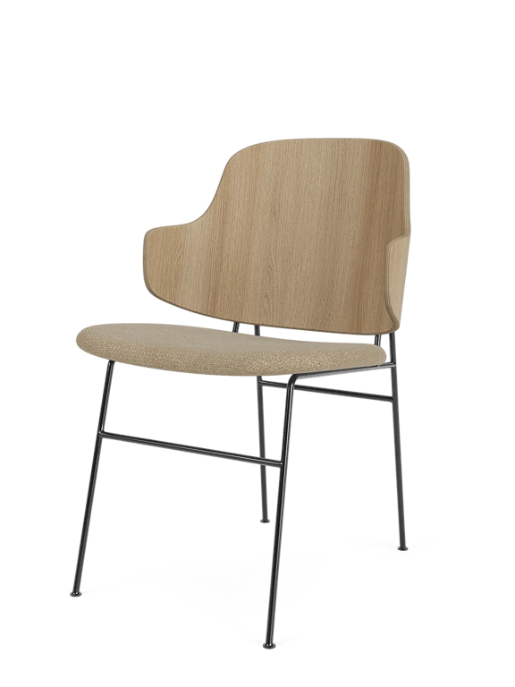 The Penguin Dining Chair - Seat Upholstered - Audo Copenhagen Chairs - Walnut - Audo Bouclé 02 - HORNE