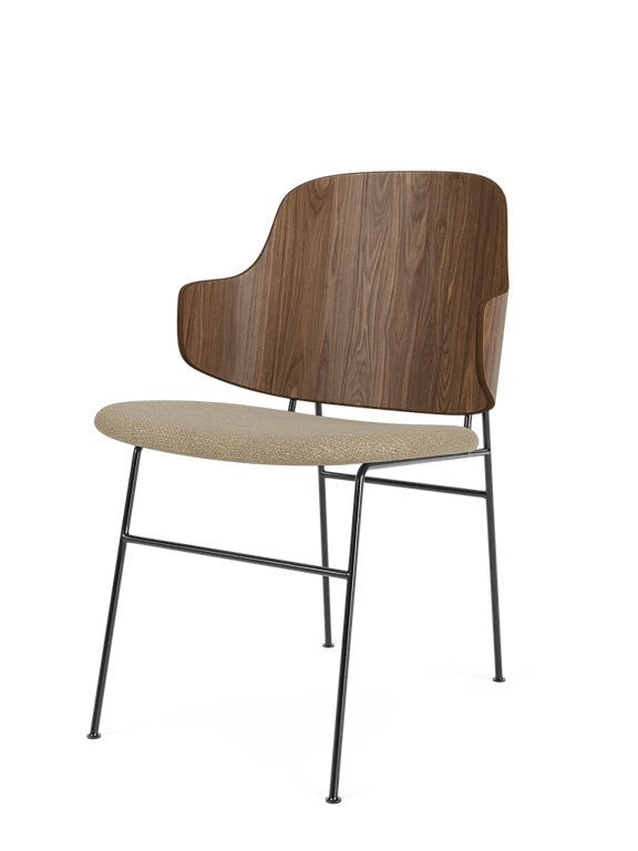 The Penguin Dining Chair - Seat Upholstered - Audo Copenhagen Chairs - Walnut - Audo Bouclé 02 - HORNE