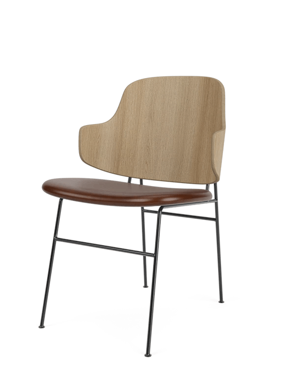 The Penguin Dining Chair - Seat Upholstered - Audo Copenhagen Chairs - Walnut - Audo Bouclé 02 - HORNE