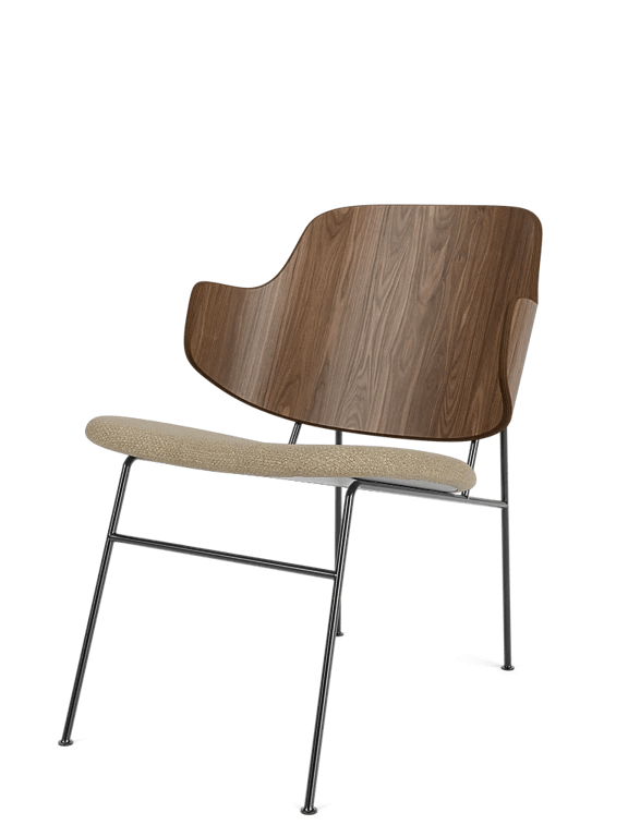 The Penguin Lounge Chair - Seat Upholstered - Audo Copenhagen Chairs - Walnut - Audo Bouclé 02 - HORNE