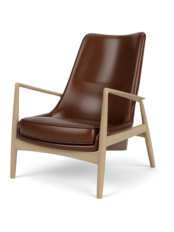 The Seal Lounge Chair - High Back - Audo Copenhagen Chairs - Natural Oak - Dakar Leather - 0329 Brown - HORNE