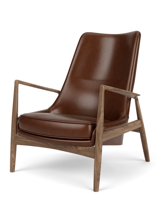 The Seal Lounge Chair - High Back - Audo Copenhagen Chairs - Natural Oak - Dakar Leather - 0329 Brown - HORNE