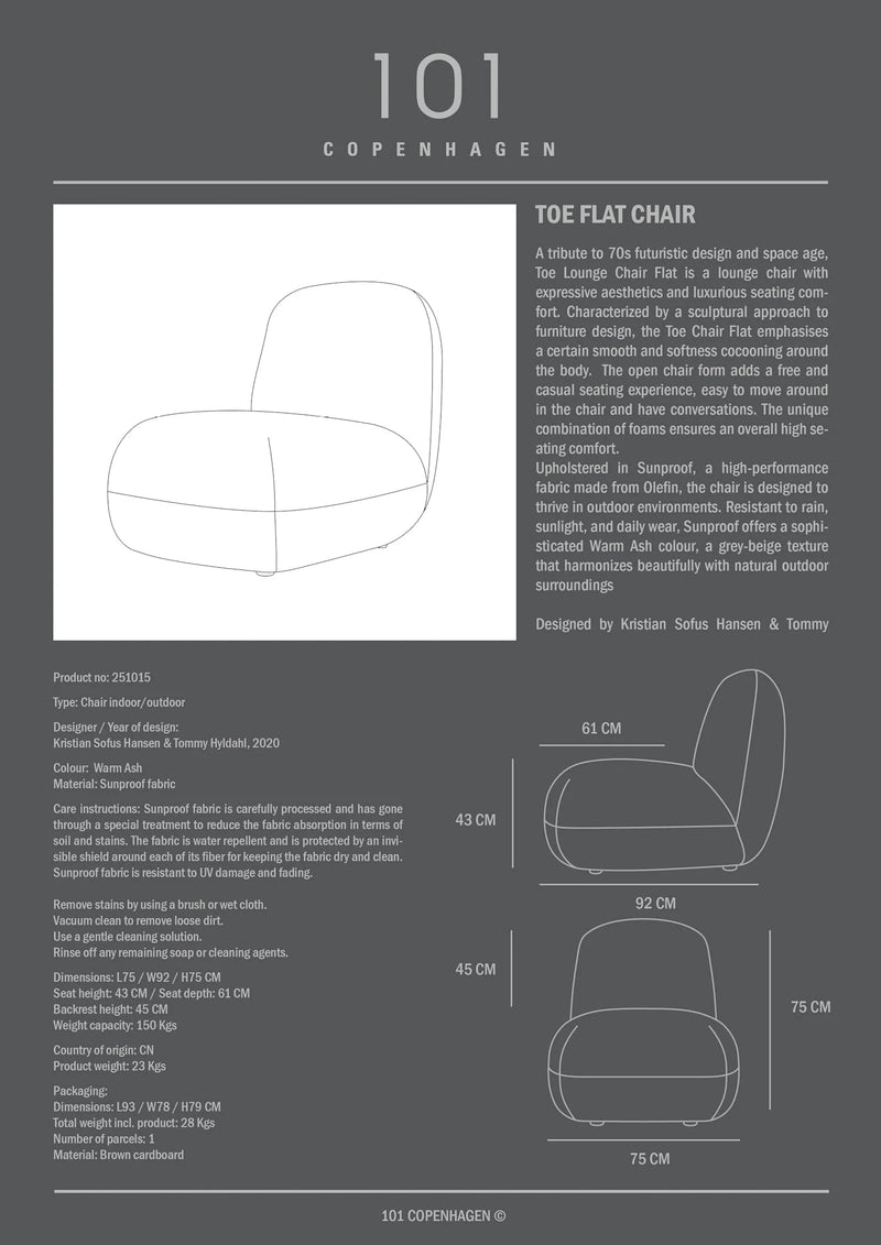 Toe Chair - Flat - 101 Copenhagen Chairs - Warm Ash (C142) - HORNE