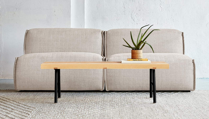 Transit Bench - Gus* Modern Sofas - Black Frame + Natural Ash Seat - HORNE